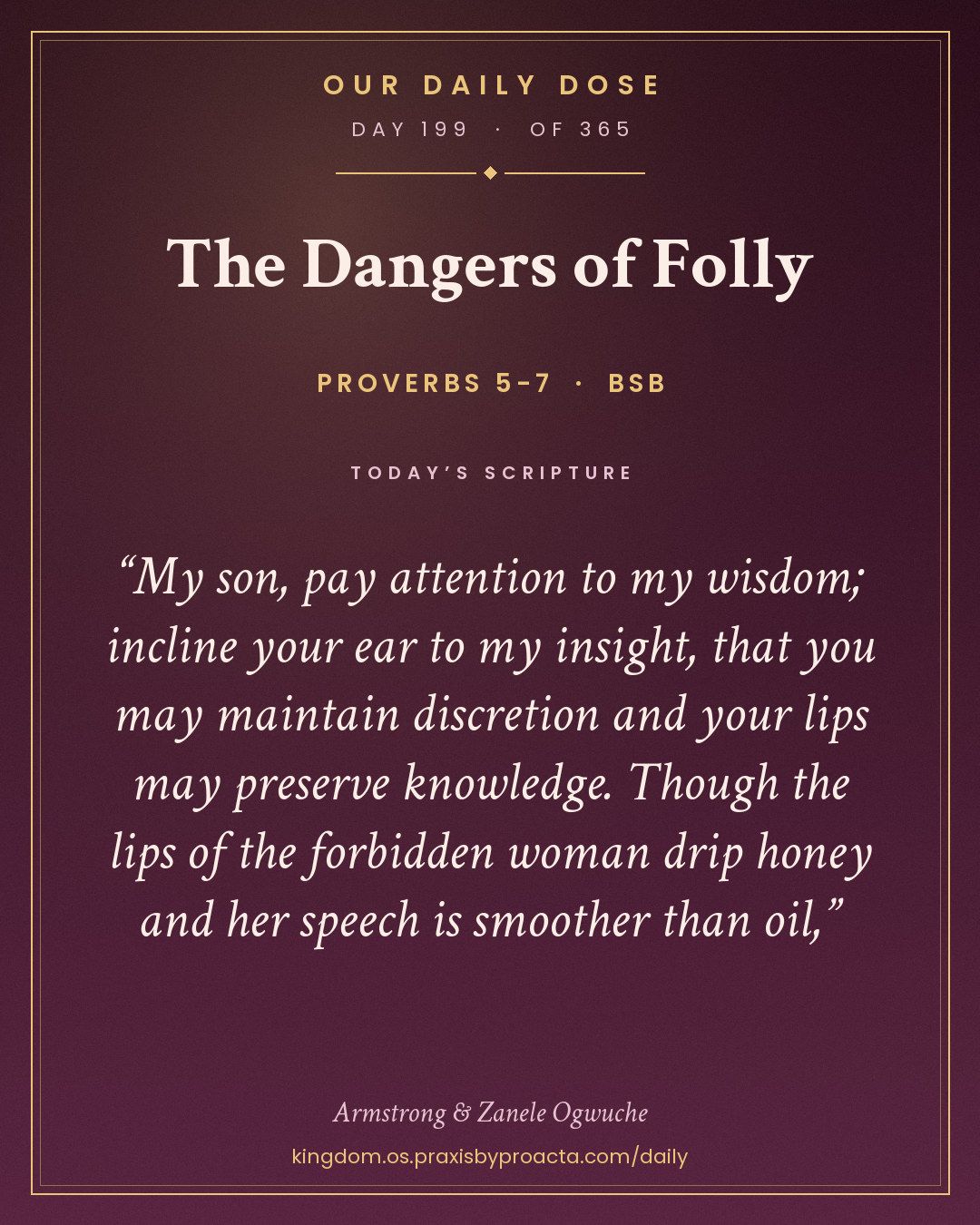 The Dangers of Folly, Proverbs 5-7