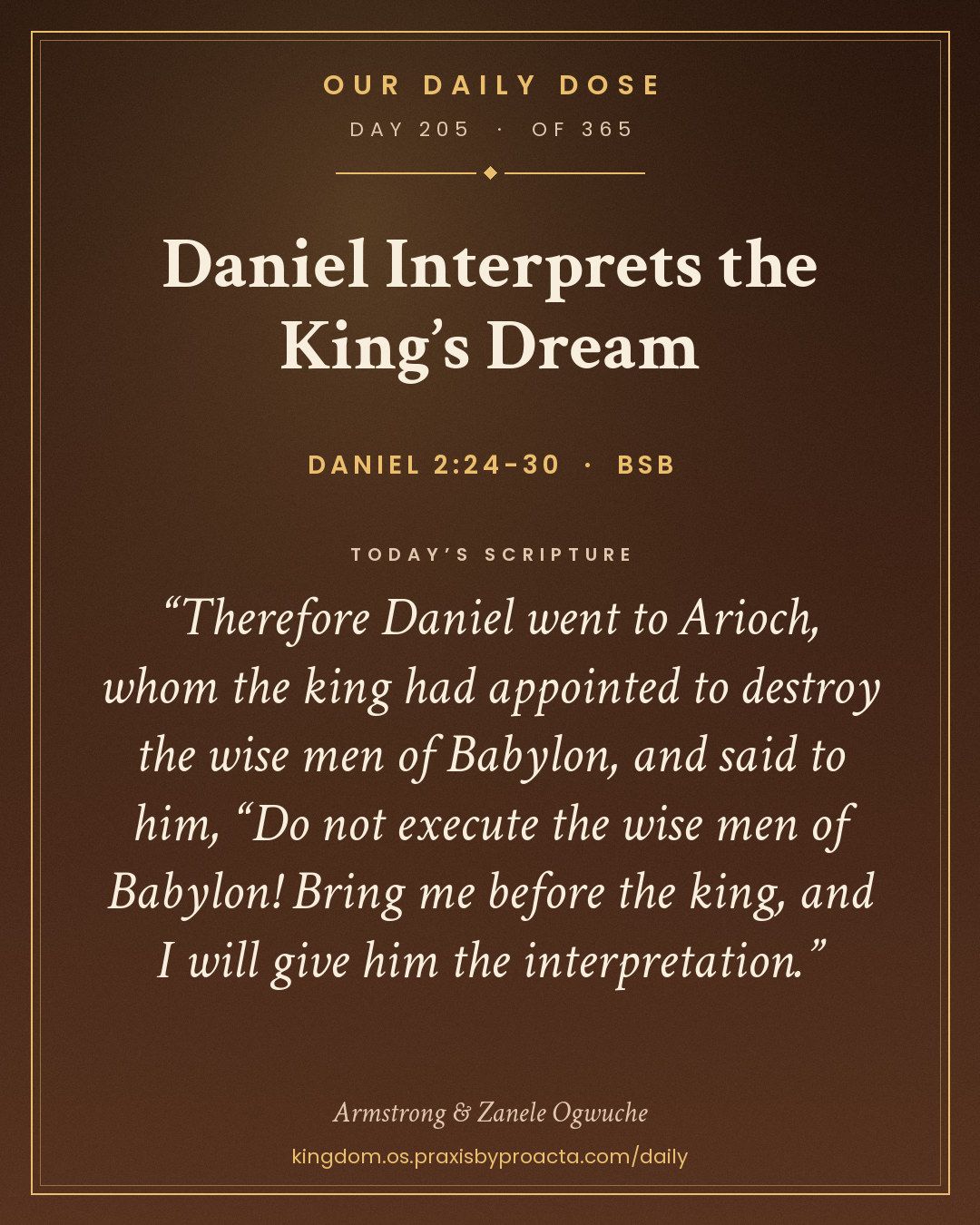 Daniel Interprets the King’s Dream, Daniel 2:24-30
