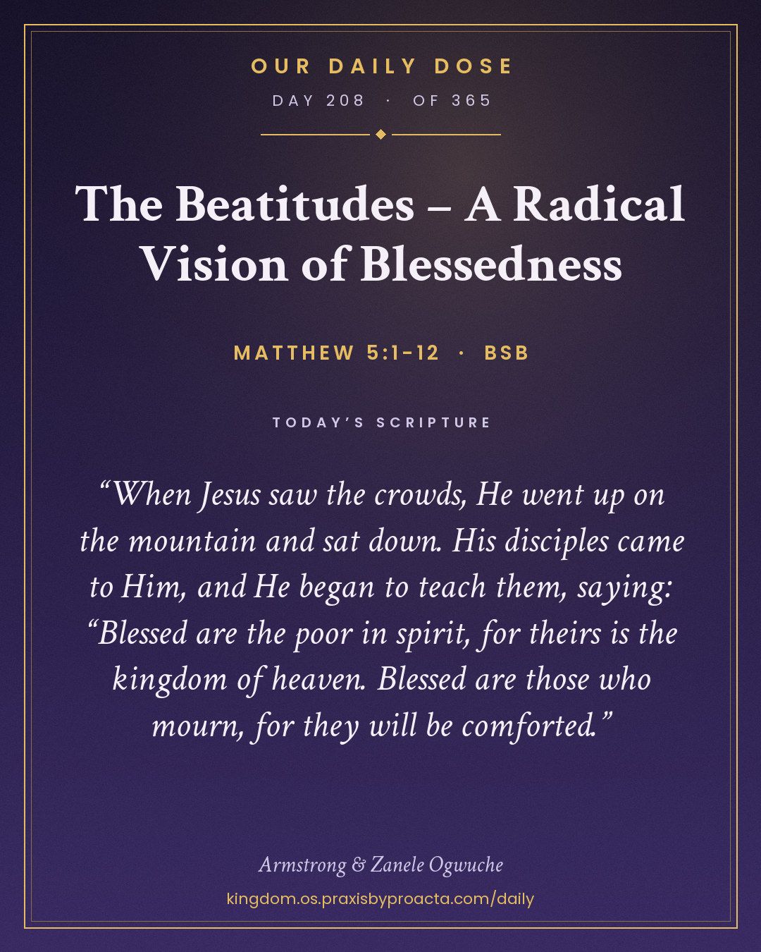The Beatitudes – A Radical Vision of Blessedness, Matthew 5:1-12