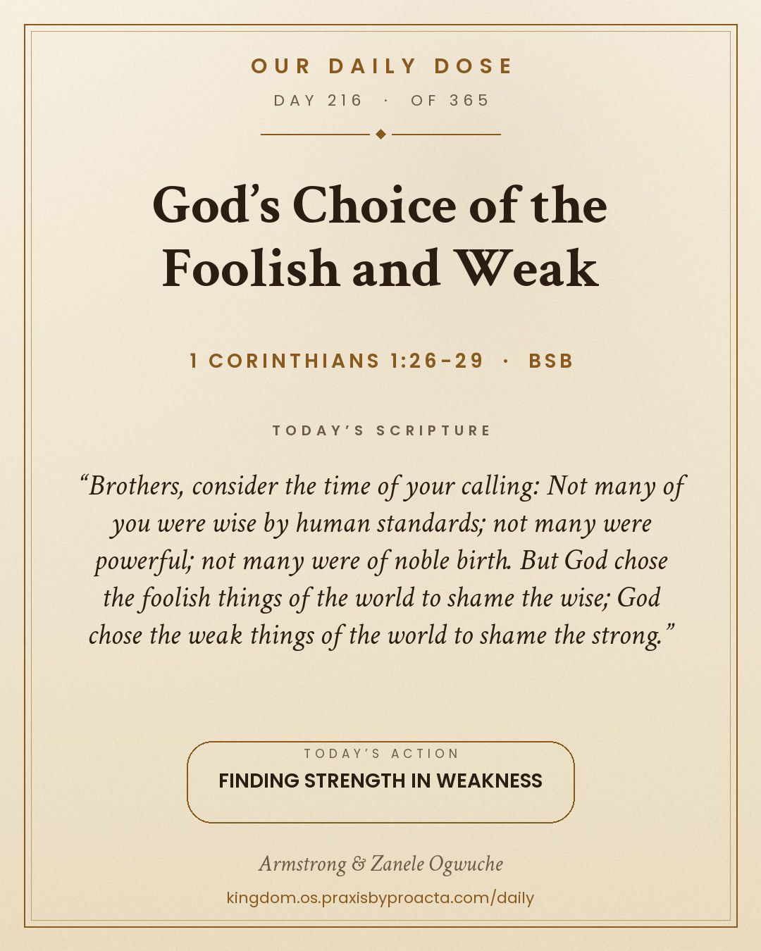 God’s Choice of the Foolish and Weak, 1 Corinthians 1:26-29