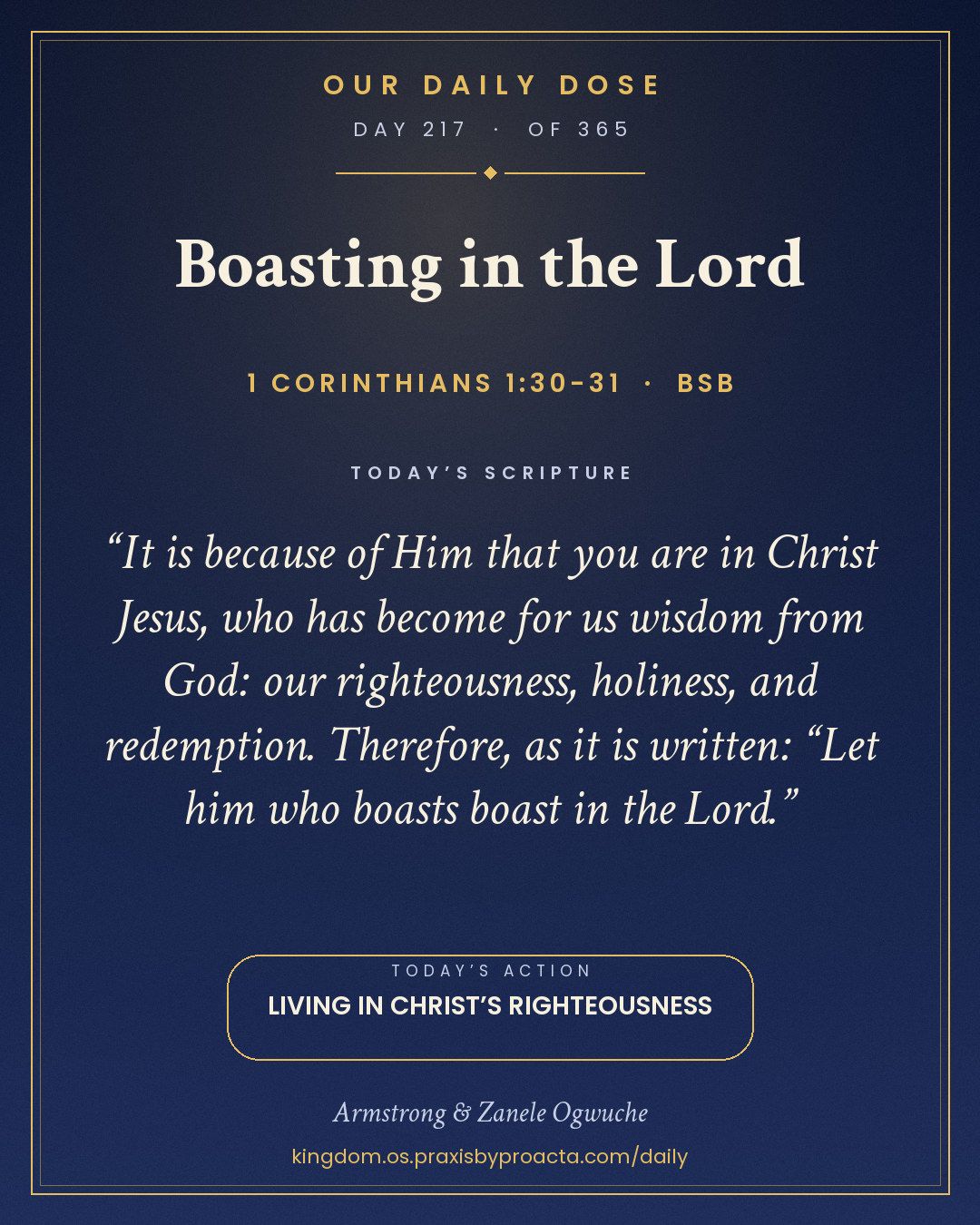 Boasting in the Lord, 1 Corinthians 1:30-31