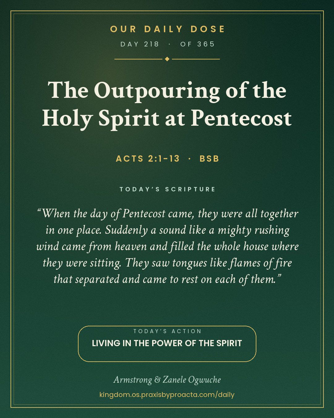 The Outpouring of the Holy Spirit at Pentecost, Acts 2:1-13