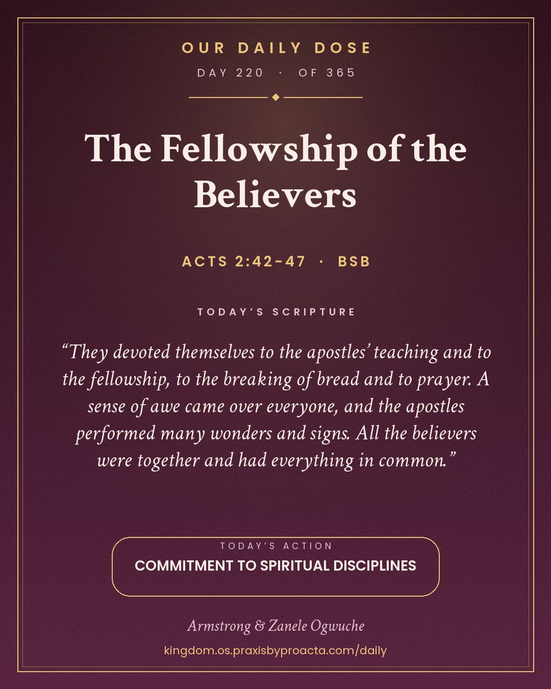 The Fellowship of the Believers, Acts 2:42-47