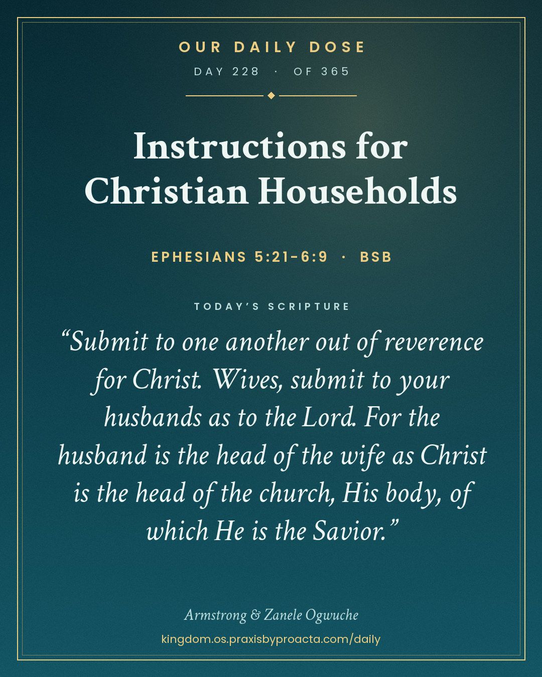Instructions for Christian Households, Ephesians 5:21-6:9