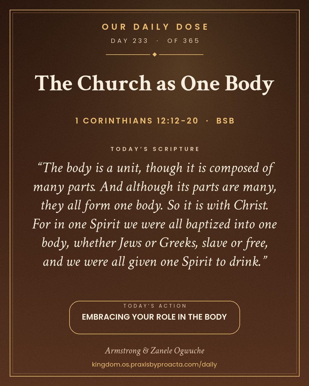 The Church as One Body, 1 Corinthians 12:12-20