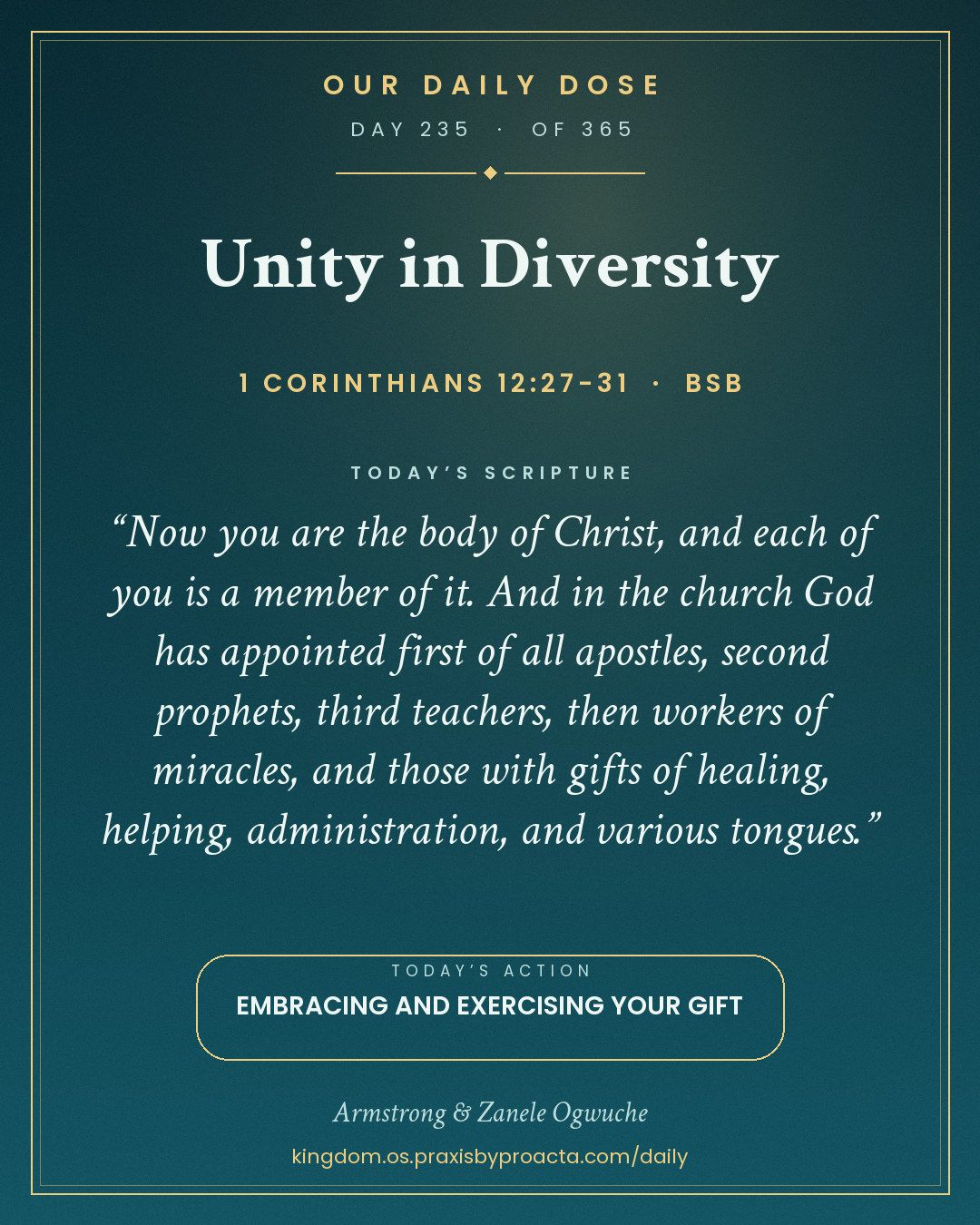 Unity in Diversity, 1 Corinthians 12:27-31