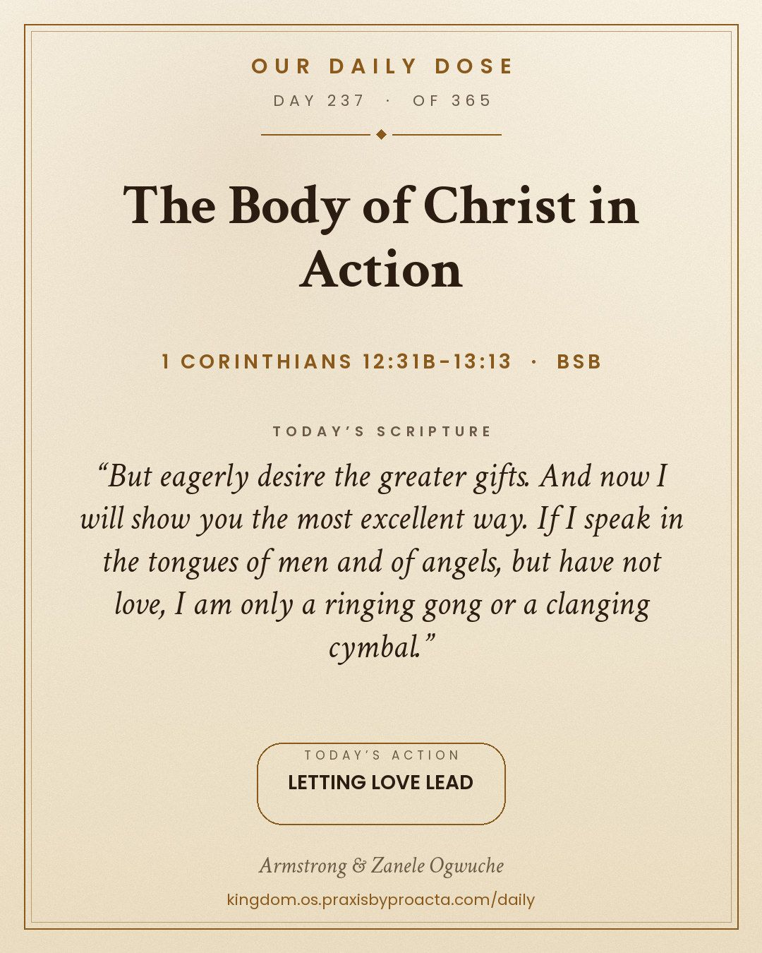 The Body of Christ in Action, 1 Corinthians 12:31b-13:13