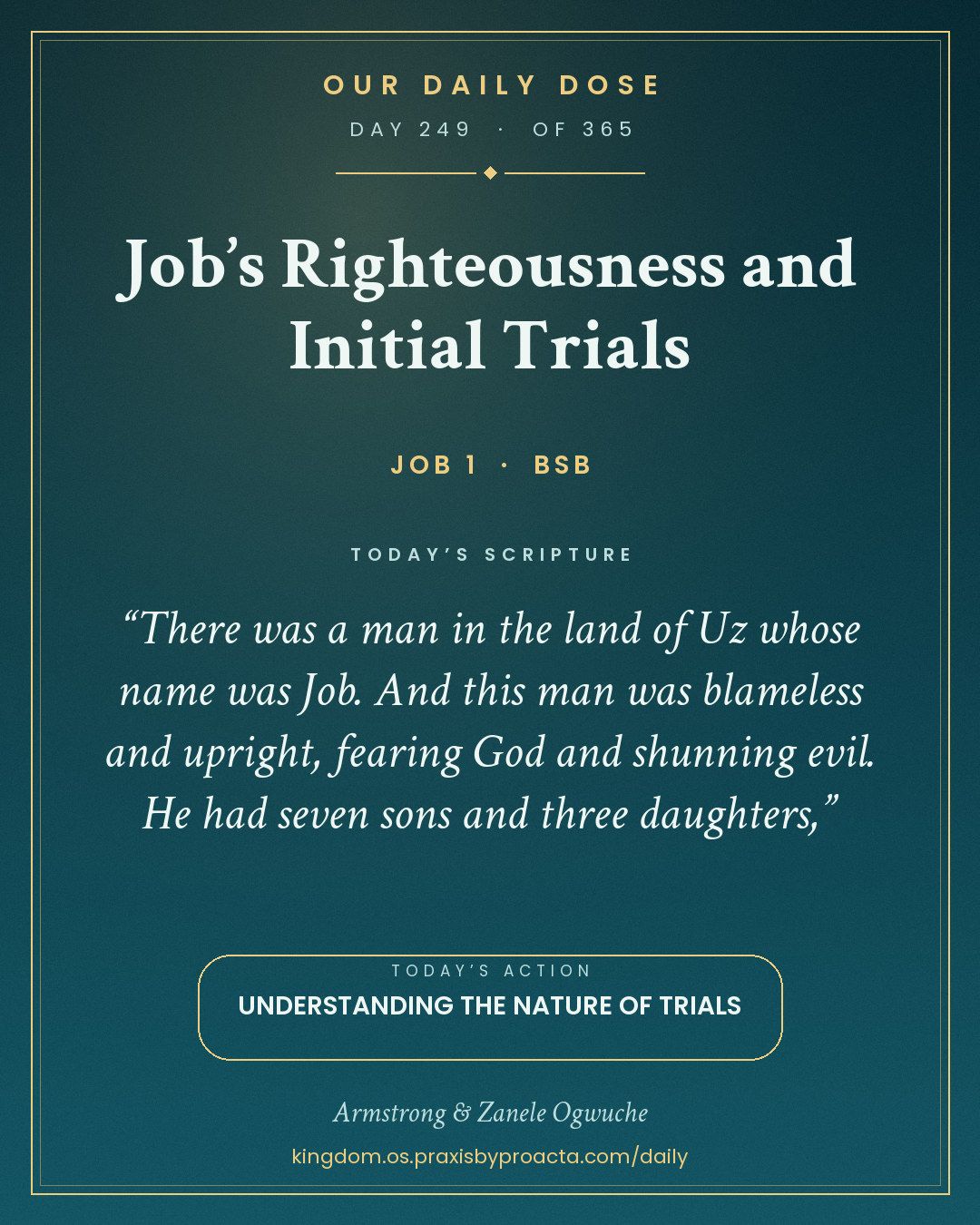 Job’s Righteousness and Initial Trials, Job 1