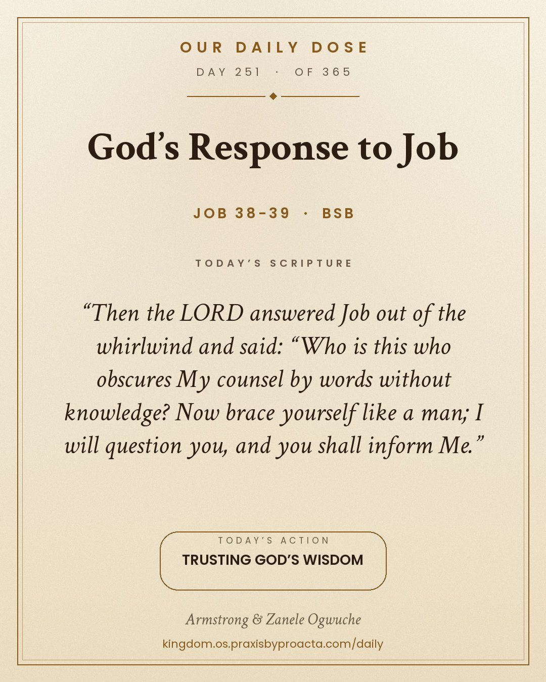 God’s Response to Job, Job 38-39