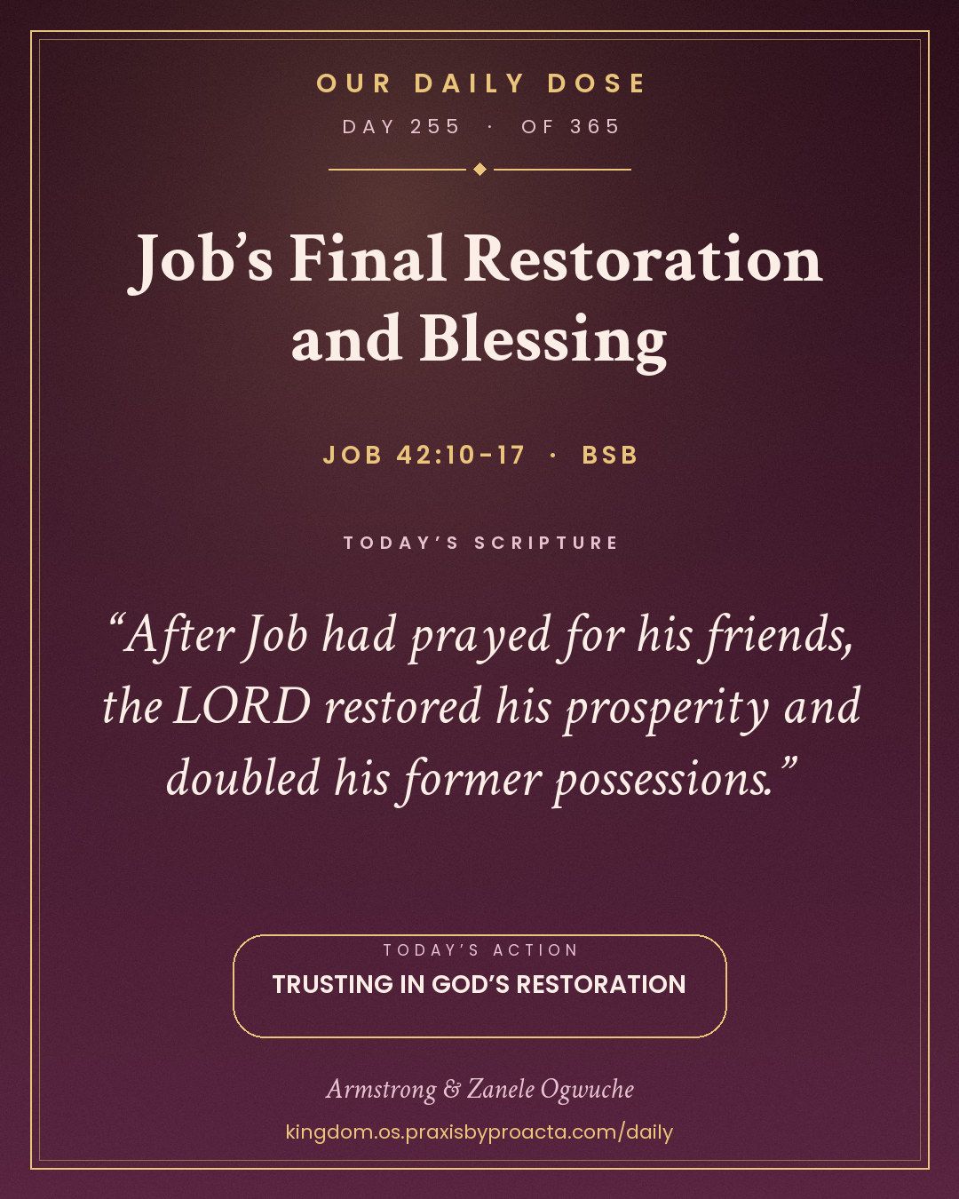 Job’s Final Restoration and Blessing, Job 42:10-17