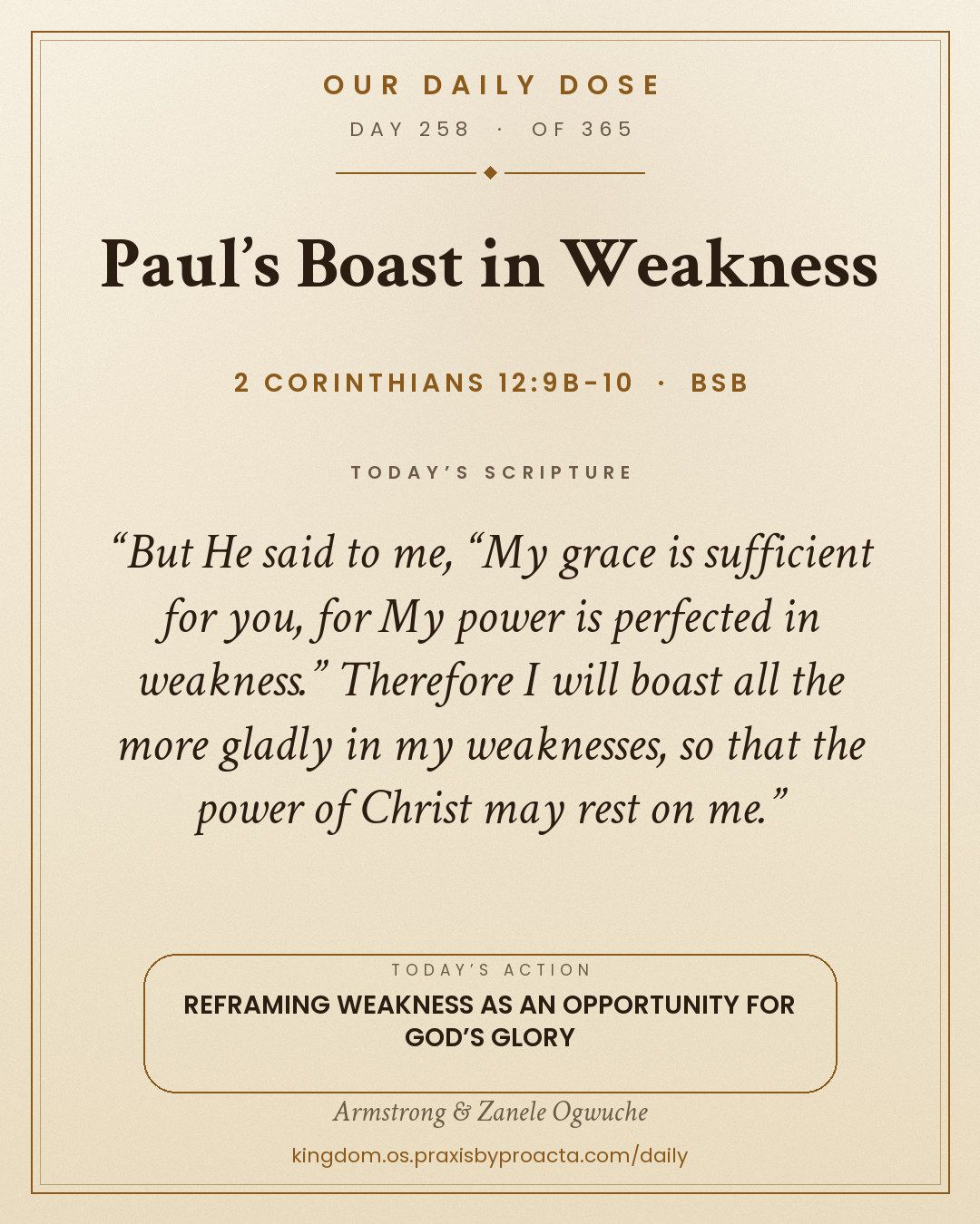 Paul’s Boast in Weakness, 2 Corinthians 12:9b-10