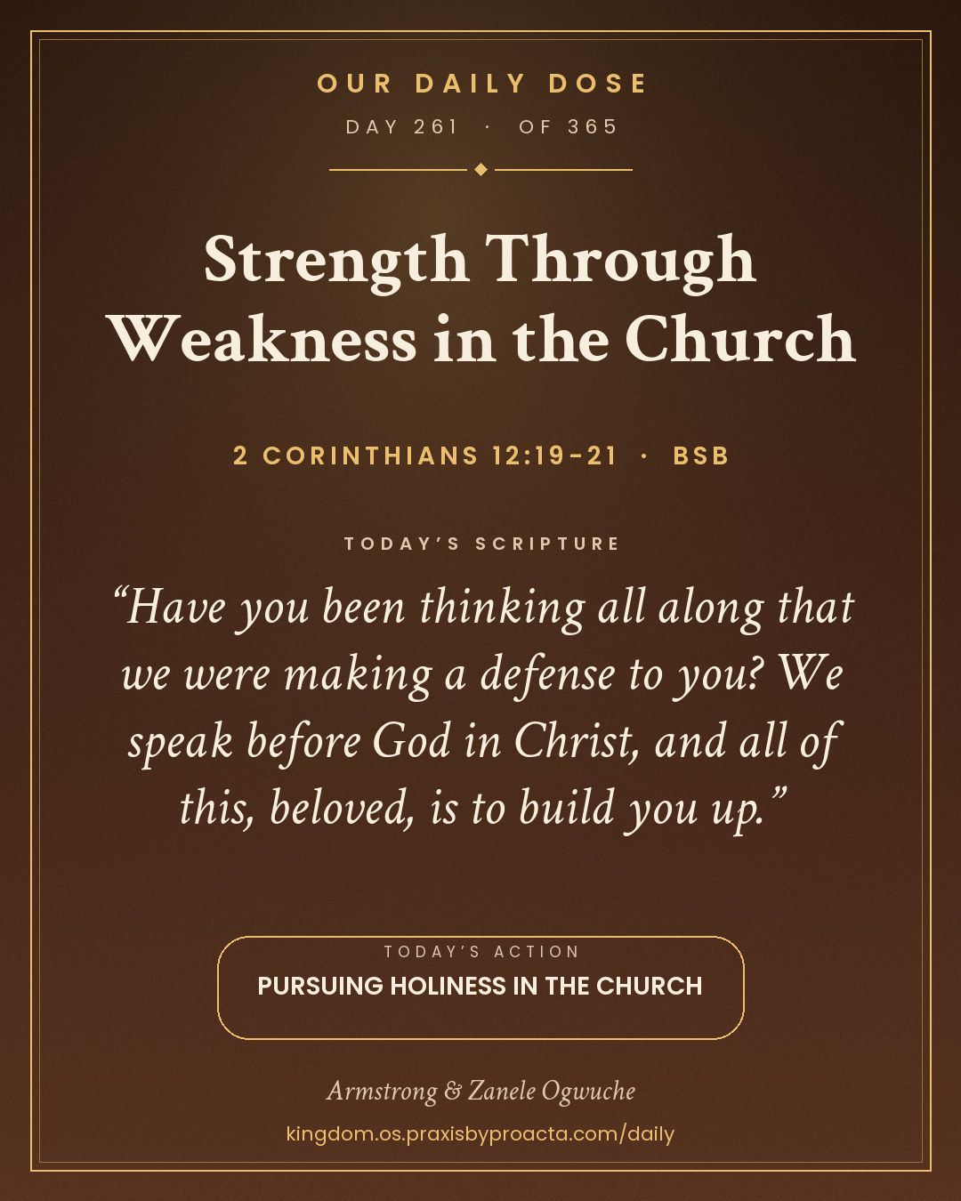Strength Through Weakness in the Church, 2 Corinthians 12:19-21