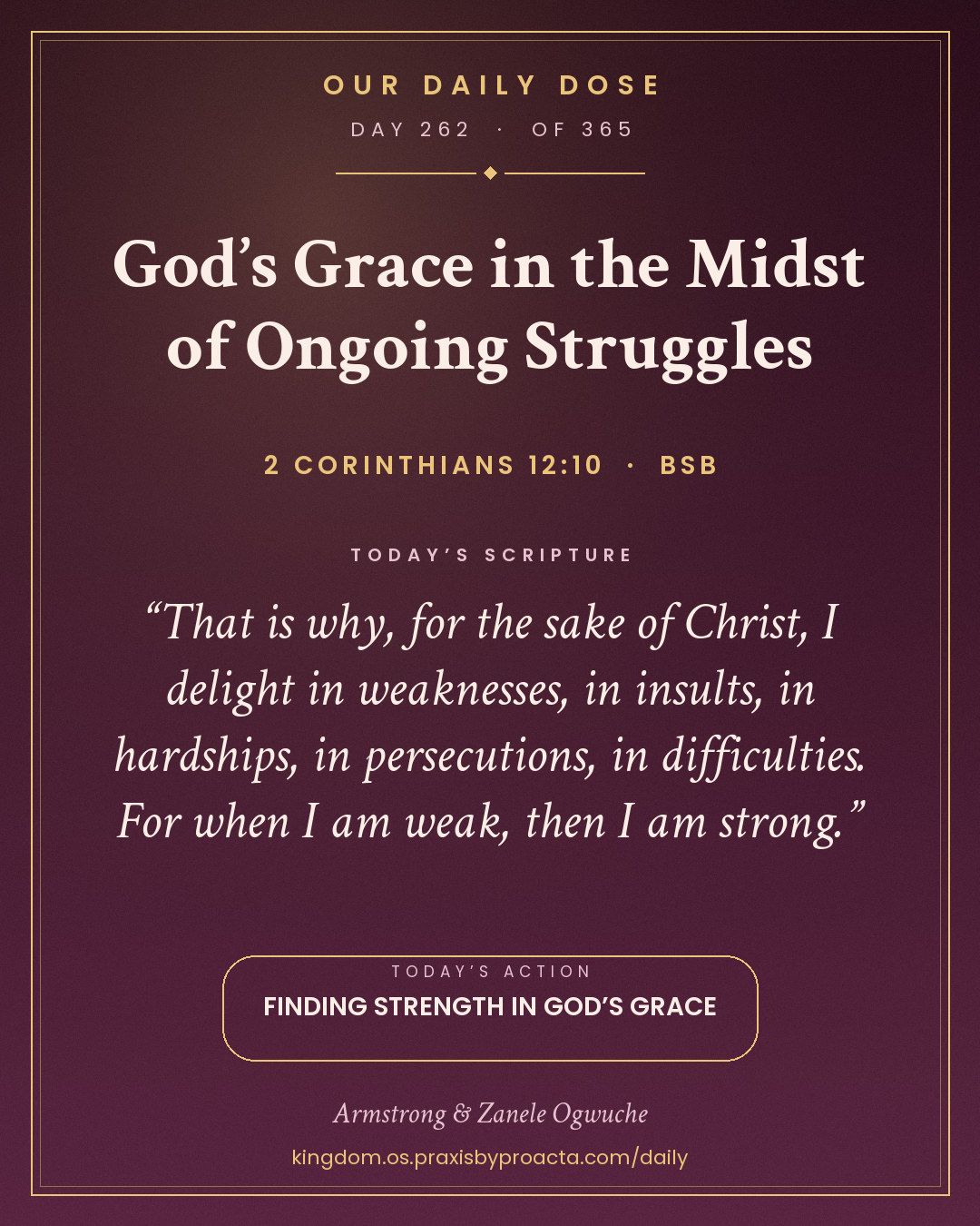 God’s Grace in the Midst of Ongoing Struggles, 2 Corinthians 12:10