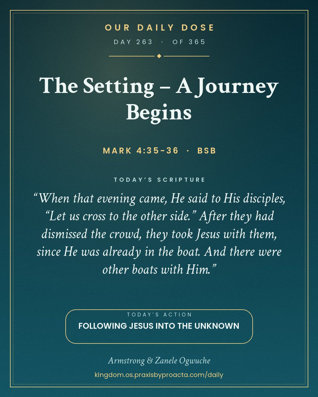 The Setting – A Journey Begins, Mark 4:35-36