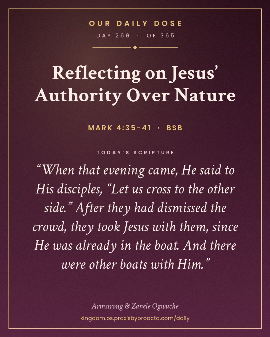 Reflecting on Jesus’ Authority Over Nature, Mark 4:35-41