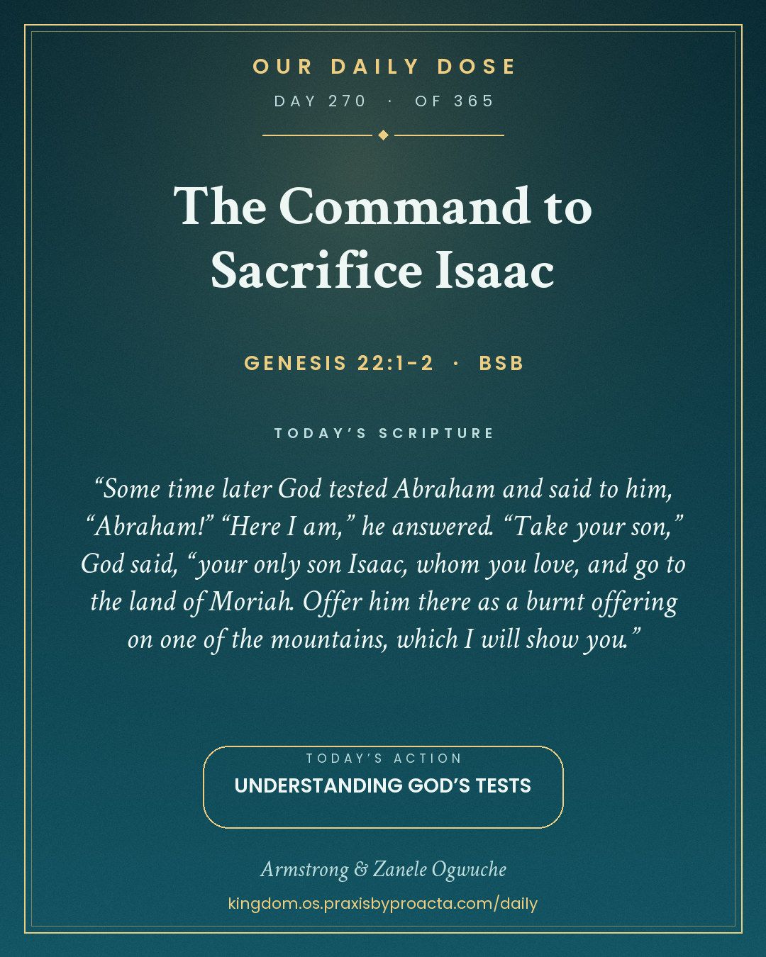 The Command to Sacrifice Isaac, Genesis 22:1-2