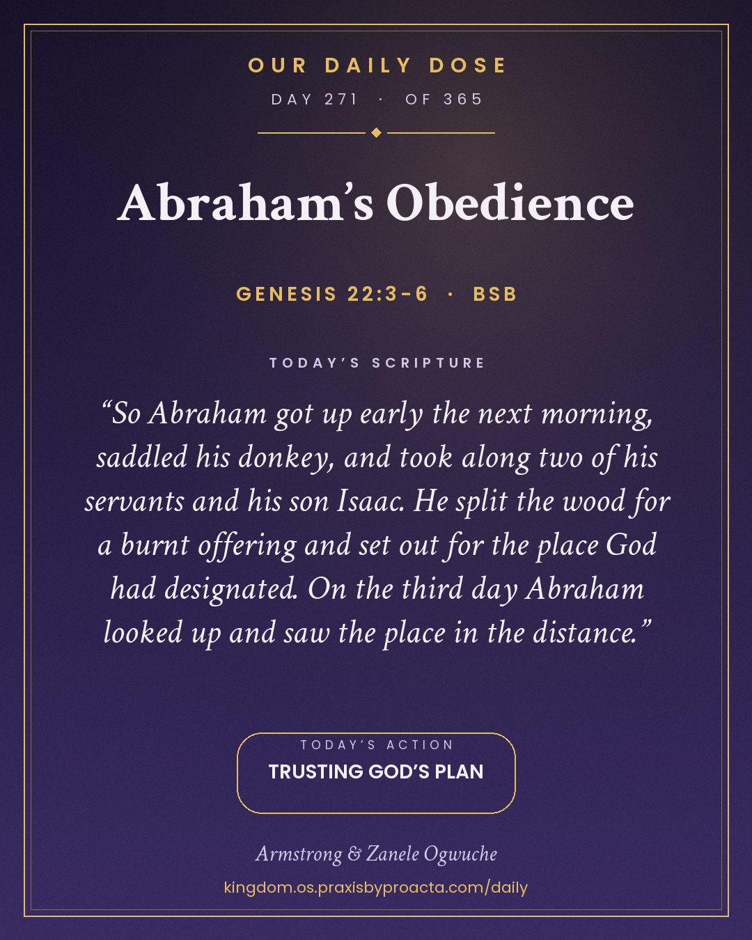 Abraham’s Obedience, Genesis 22:3-6