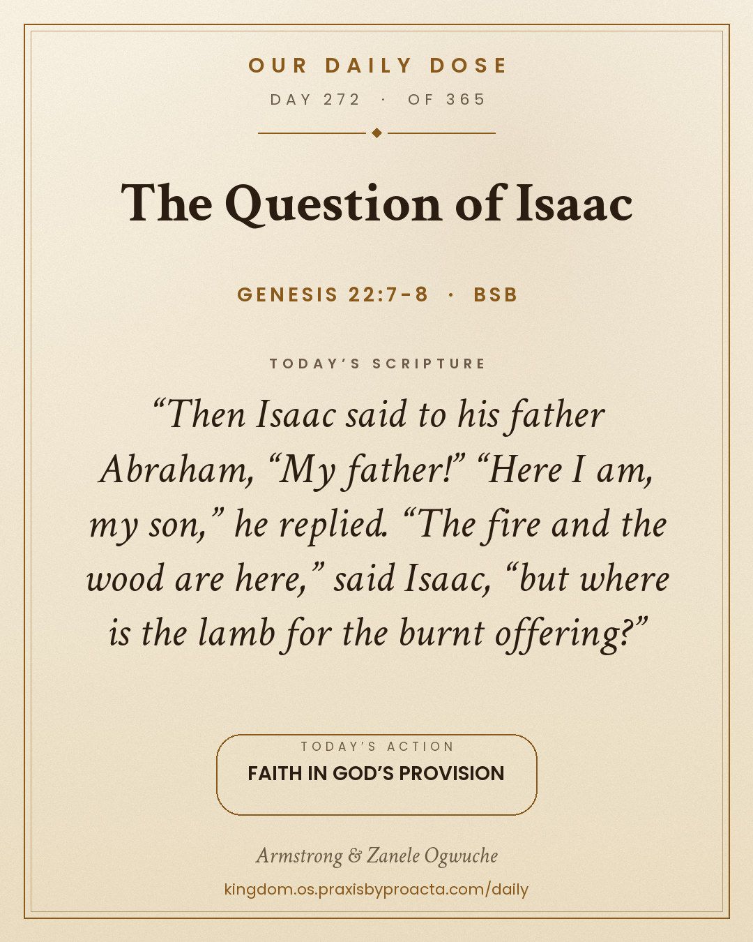 The Question of Isaac, Genesis 22:7-8