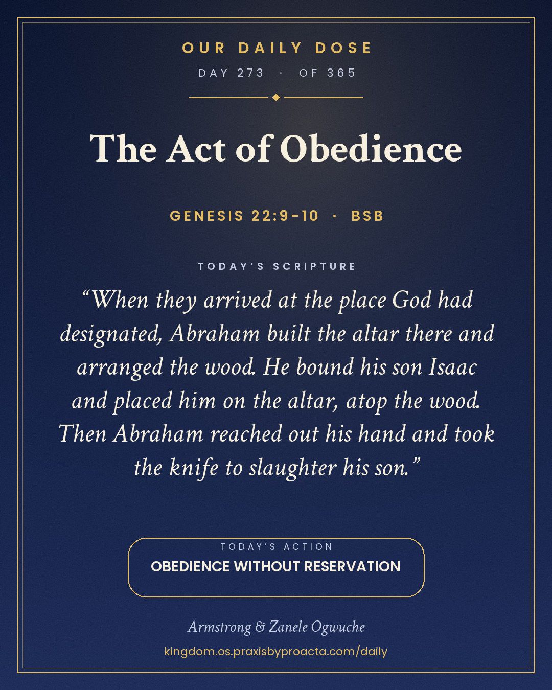 The Act of Obedience, Genesis 22:9-10