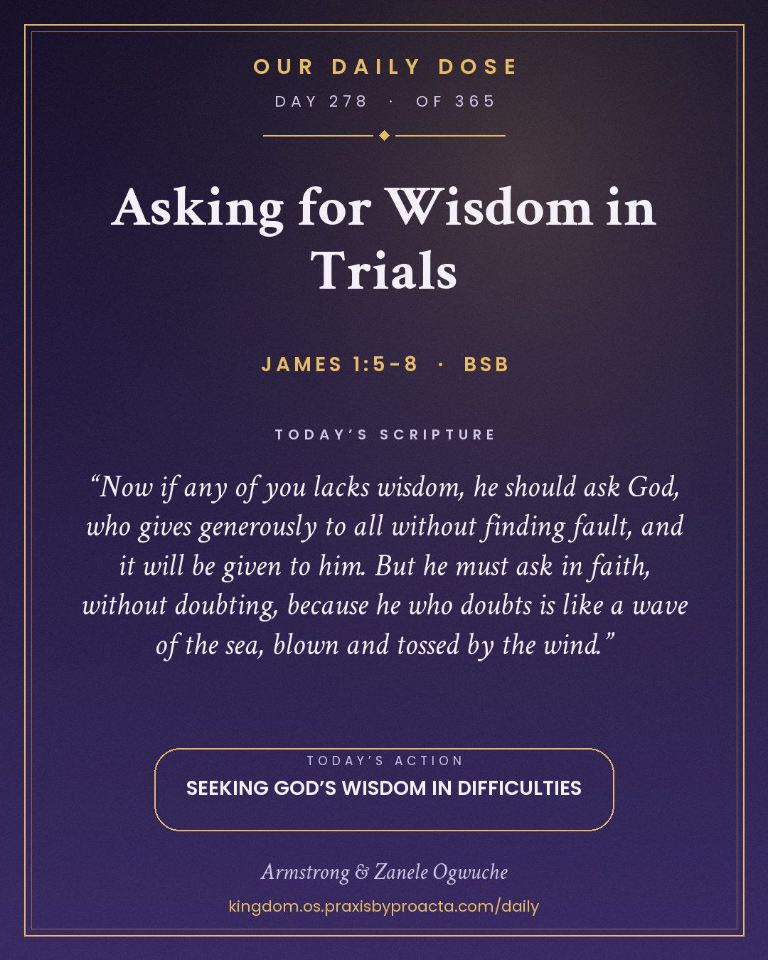 Asking for Wisdom in Trials, James 1:5-8