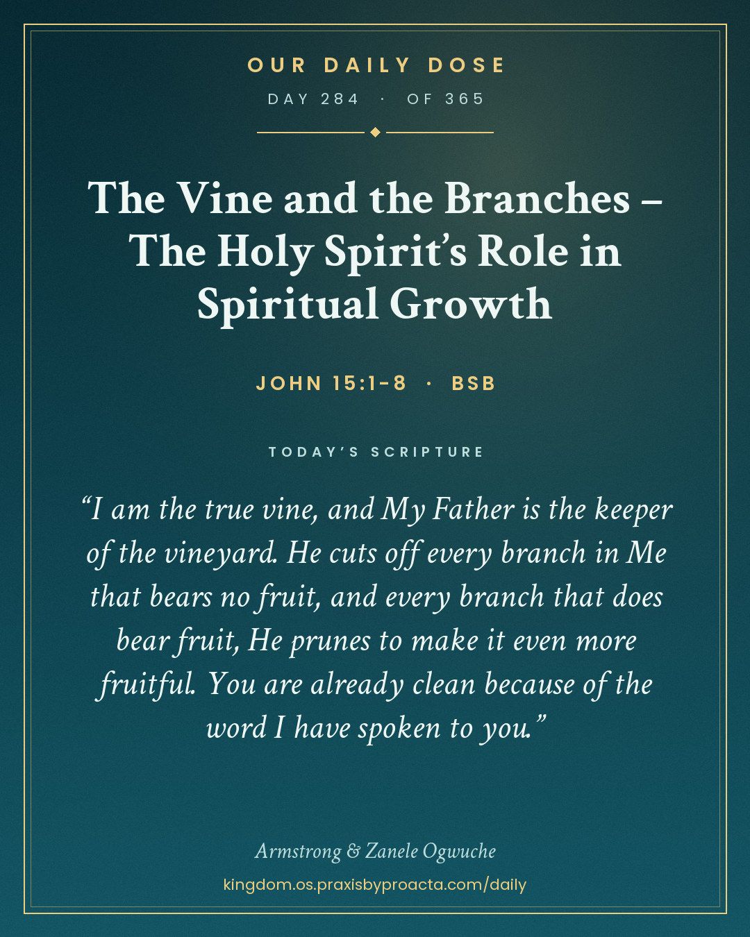 The Vine and the Branches – The Holy Spirit’s Role in Spiritual Growth, John 15:1-8
