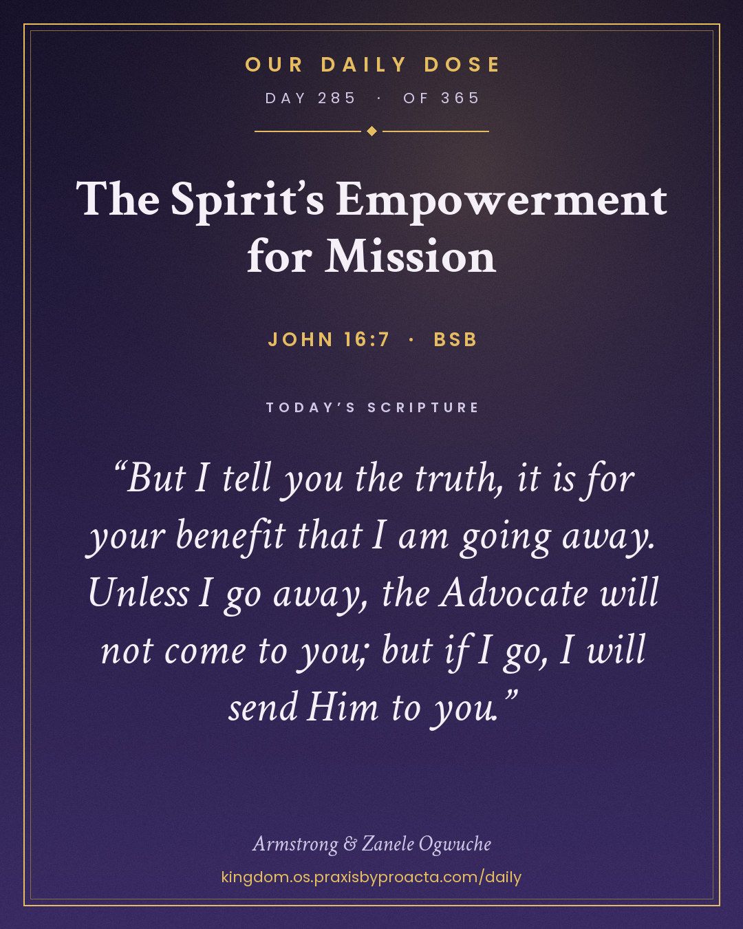 The Spirit’s Empowerment for Mission, John 16:7