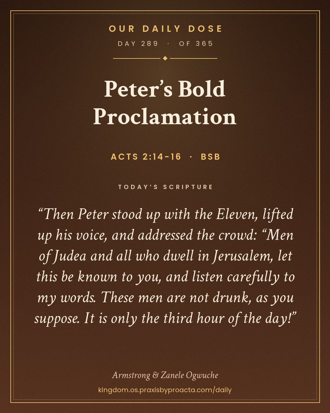 Peter’s Bold Proclamation, Acts 2:14-16