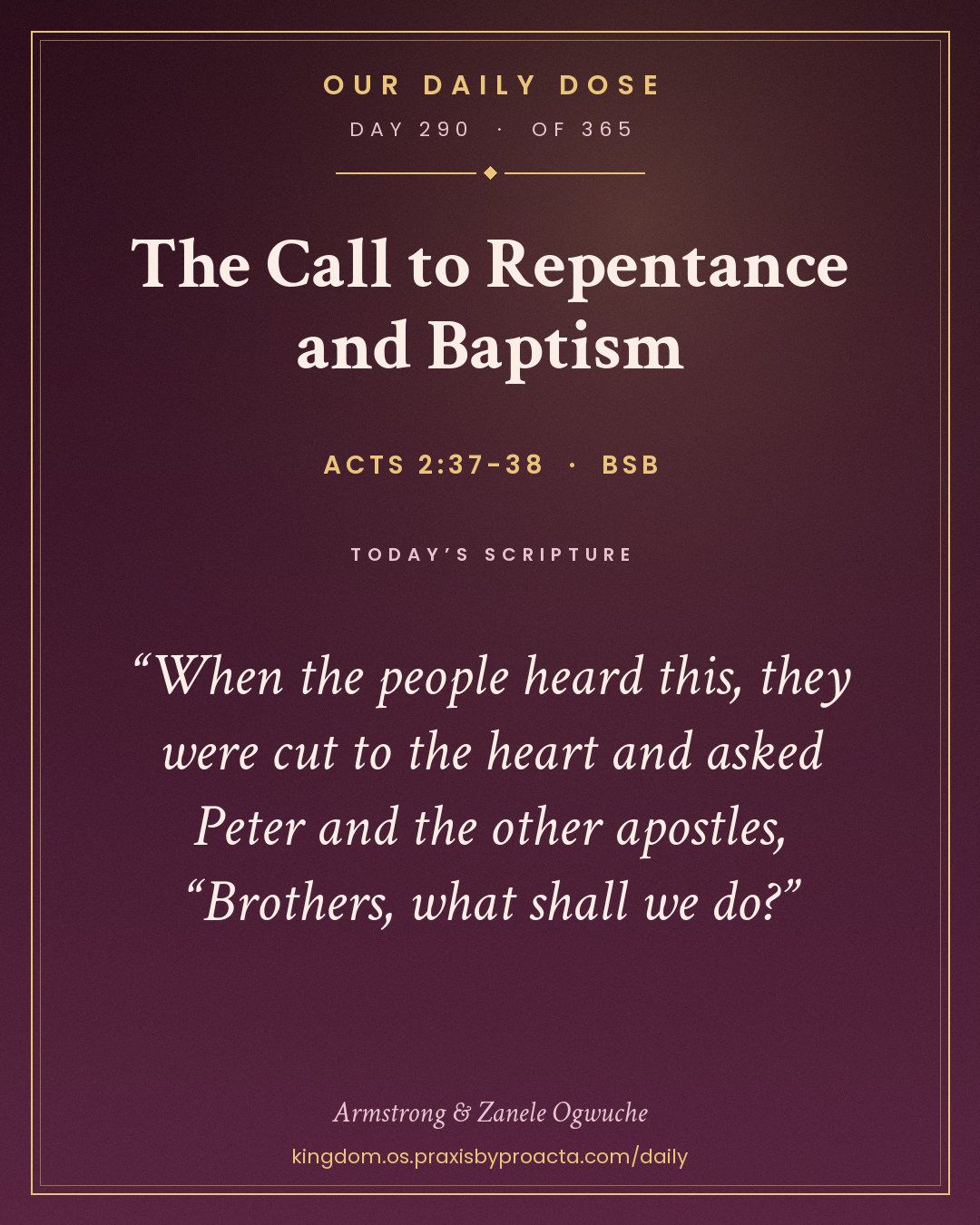 The Call to Repentance and Baptism, Acts 2:37-38
