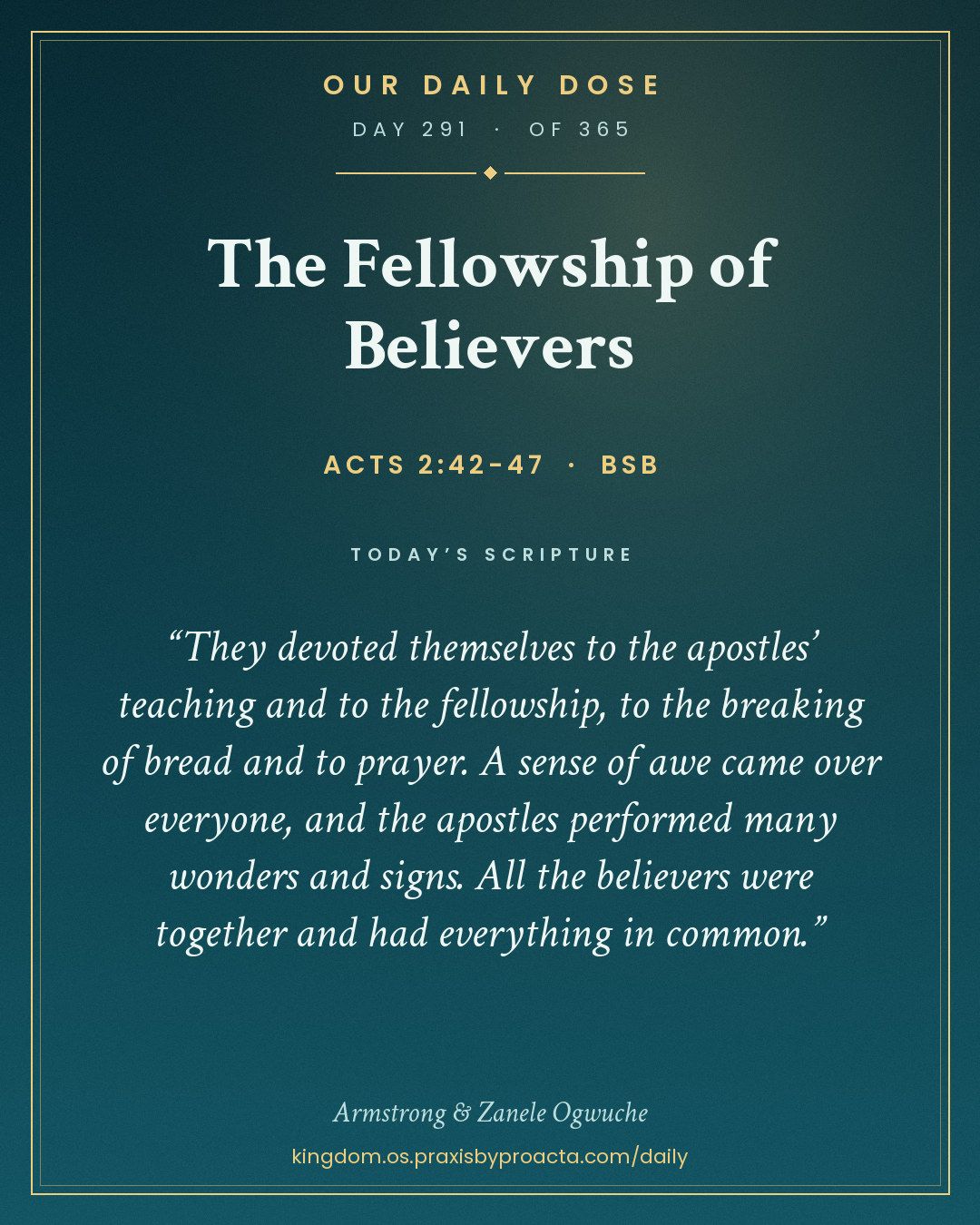The Fellowship of Believers, Acts 2:42-47