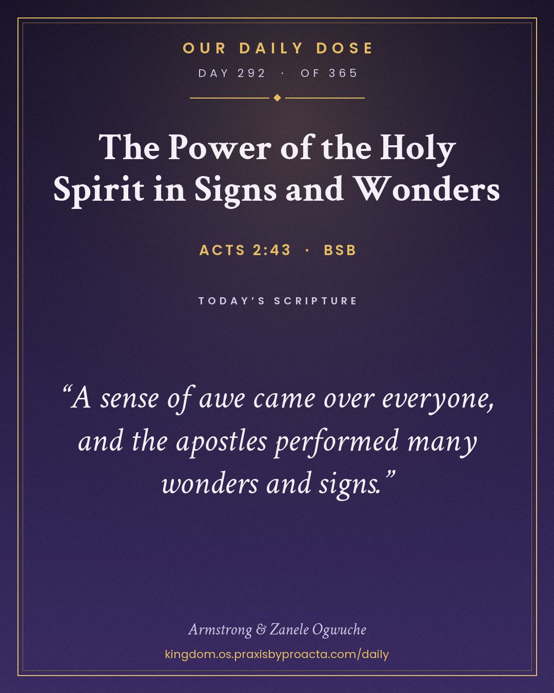 The Power of the Holy Spirit in Signs and Wonders, Acts 2:43