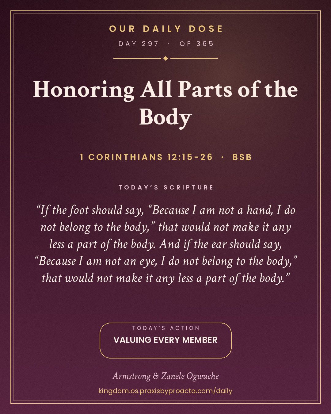 Honoring All Parts of the Body, 1 Corinthians 12:15-26