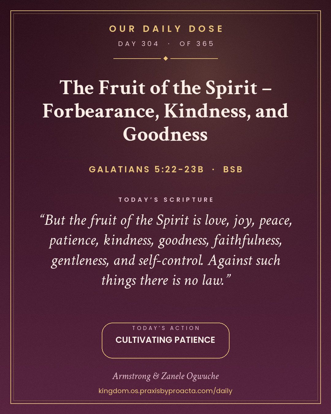 The Fruit of the Spirit – Forbearance, Kindness, and Goodness, Galatians 5:22-23b