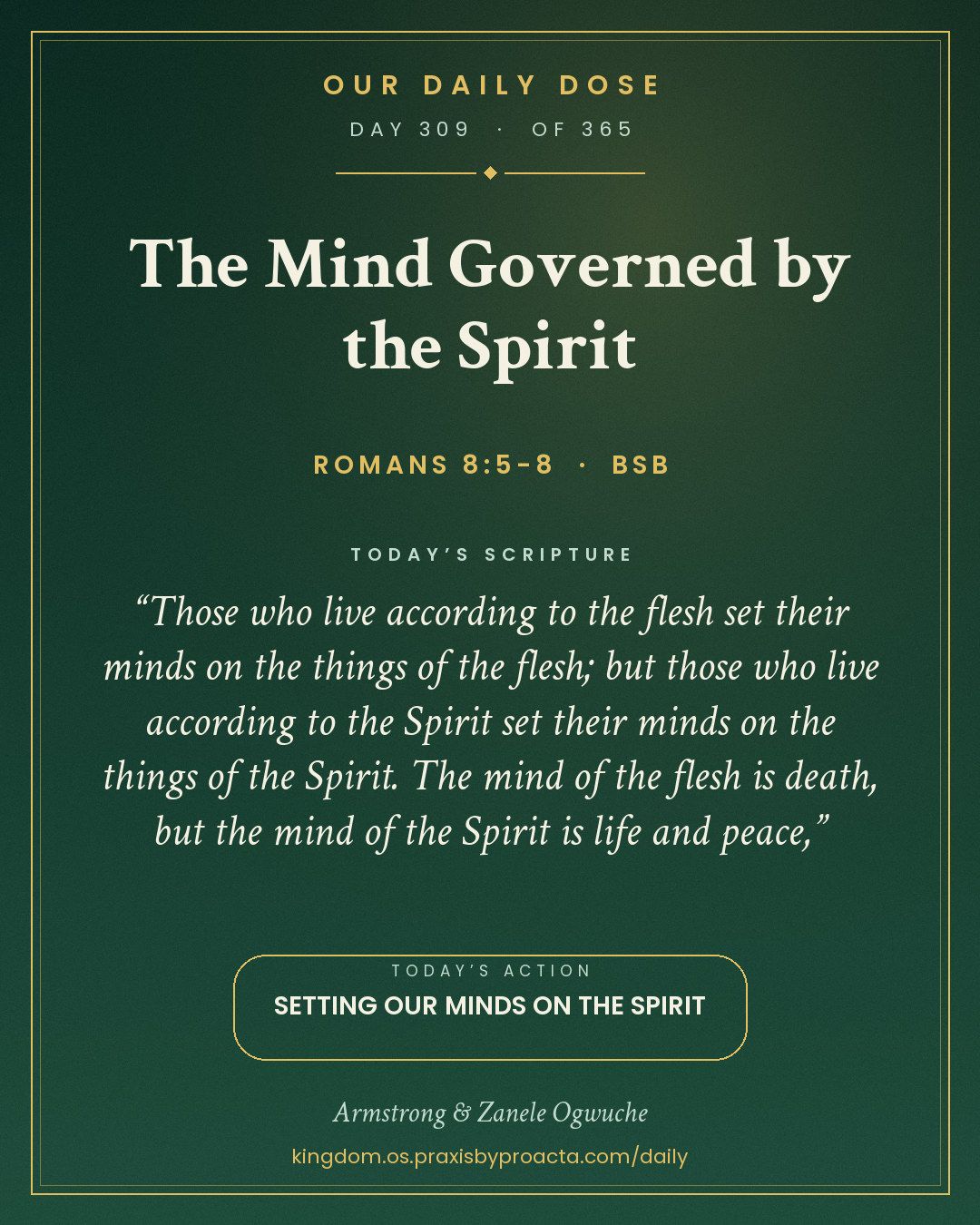 The Mind Governed by the Spirit, Romans 8:5-8