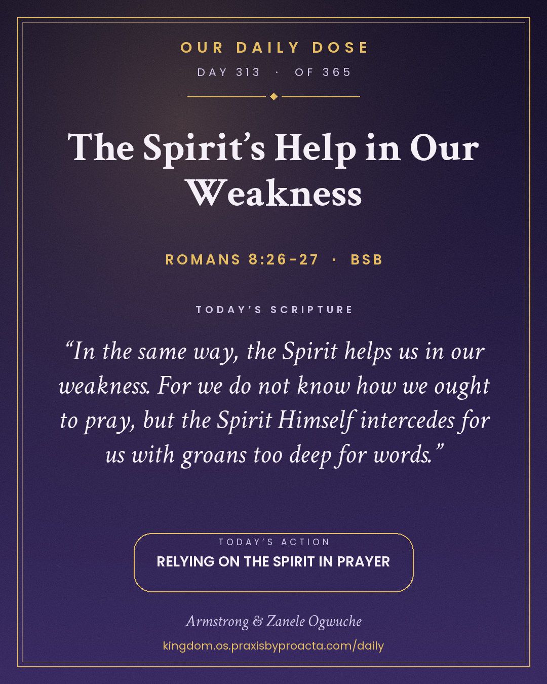 The Spirit’s Help in Our Weakness, Romans 8:26-27