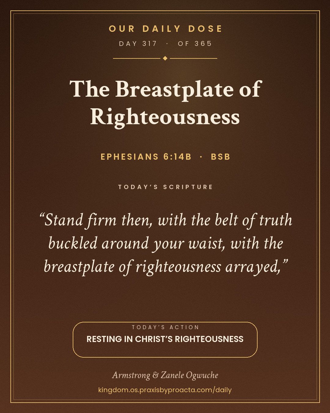 The Breastplate of Righteousness, Ephesians 6:14b
