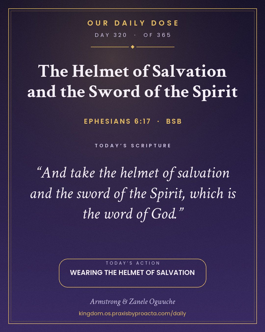 The Helmet of Salvation and the Sword of the Spirit, Ephesians 6:17