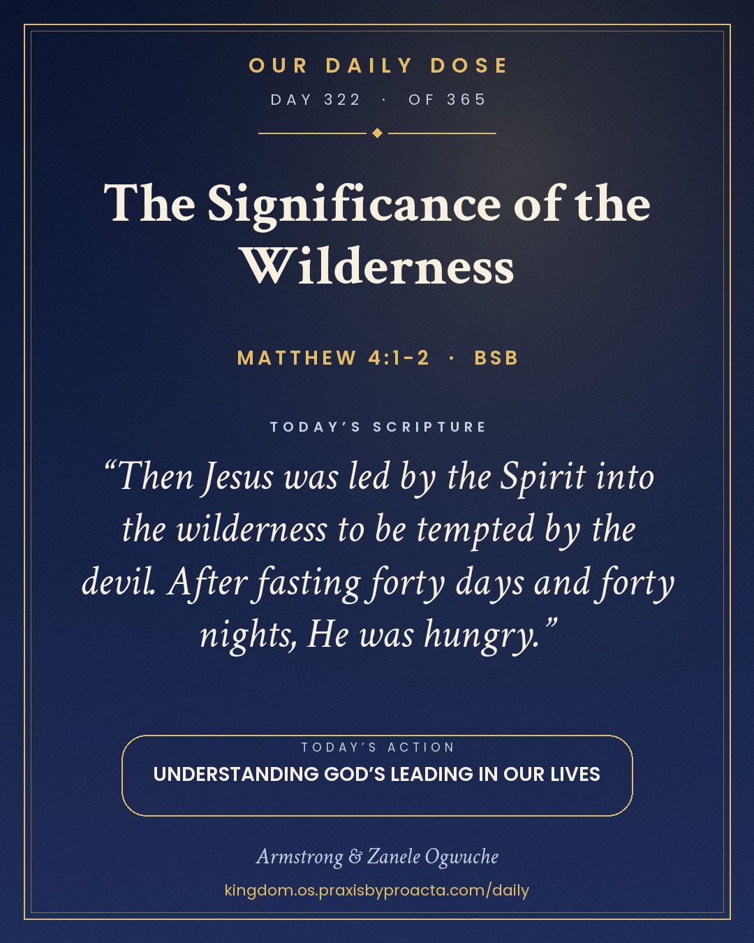 The Significance of the Wilderness, Matthew 4:1-2