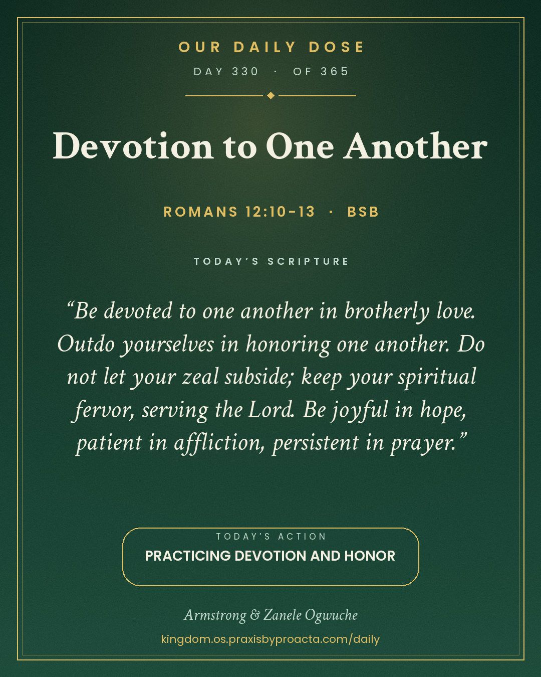 Devotion to One Another, Romans 12:10-13