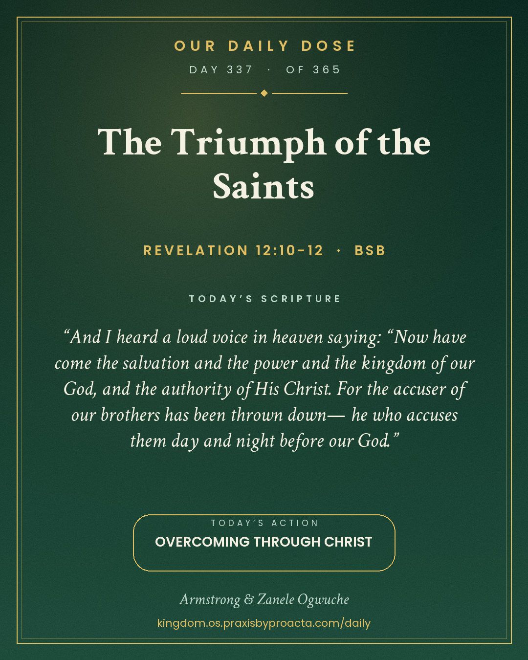 The Triumph of the Saints, Revelation 12:10-12