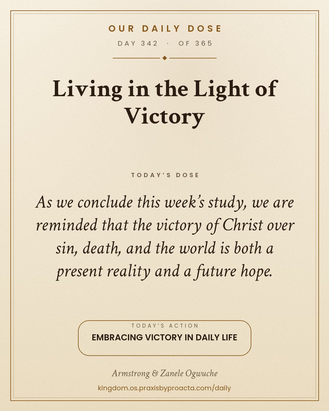Living in the Light of Victory, 