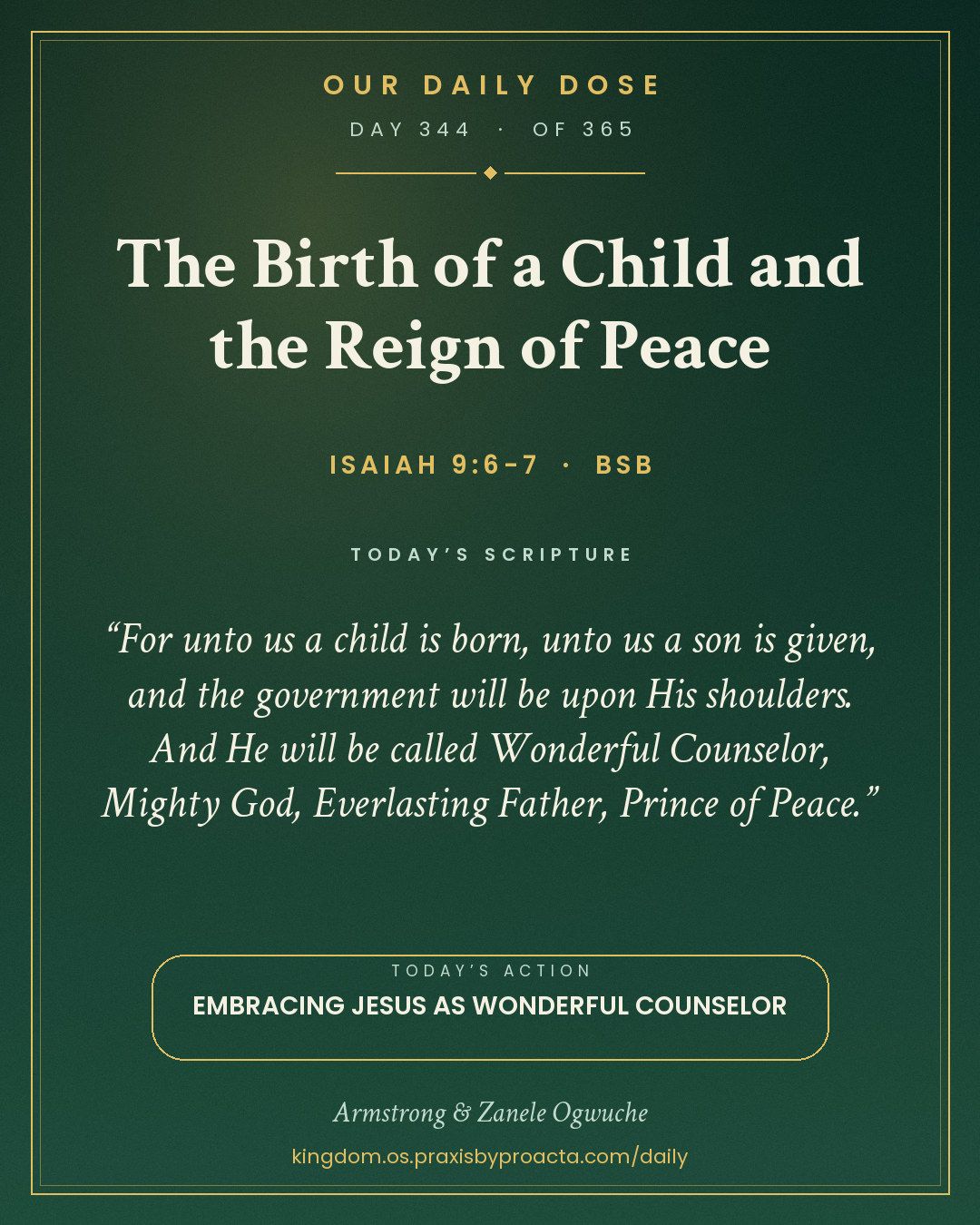 The Birth of a Child and the Reign of Peace, Isaiah 9:6-7