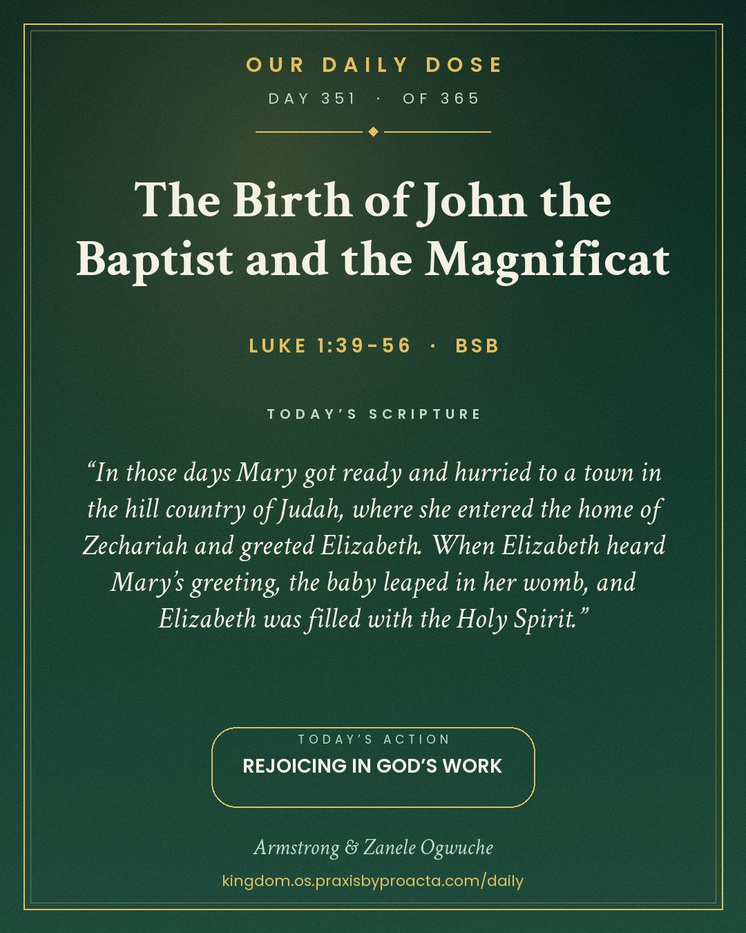 The Birth of John the Baptist and the Magnificat, Luke 1:39-56