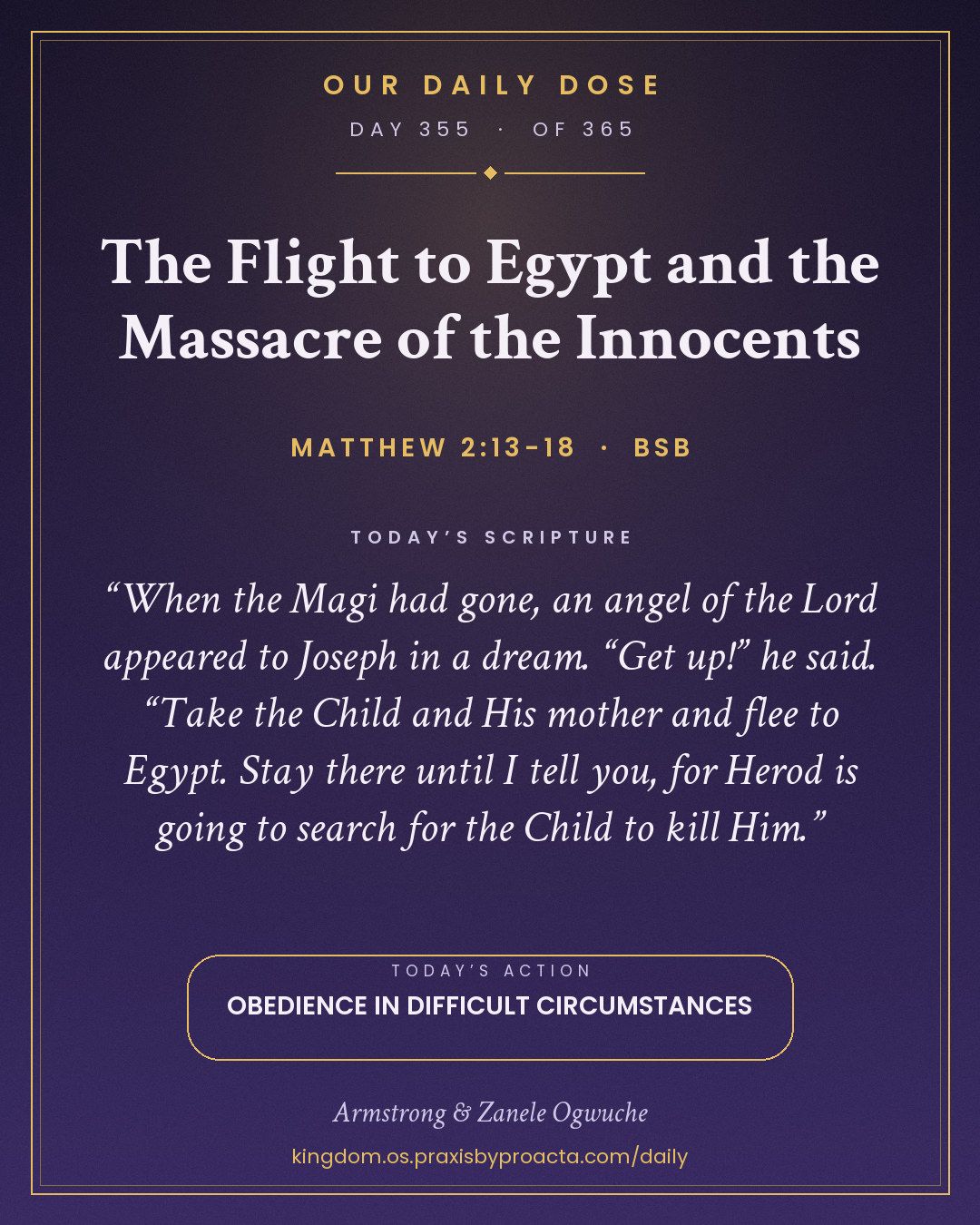 The Flight to Egypt and the Massacre of the Innocents, Matthew 2:13-18