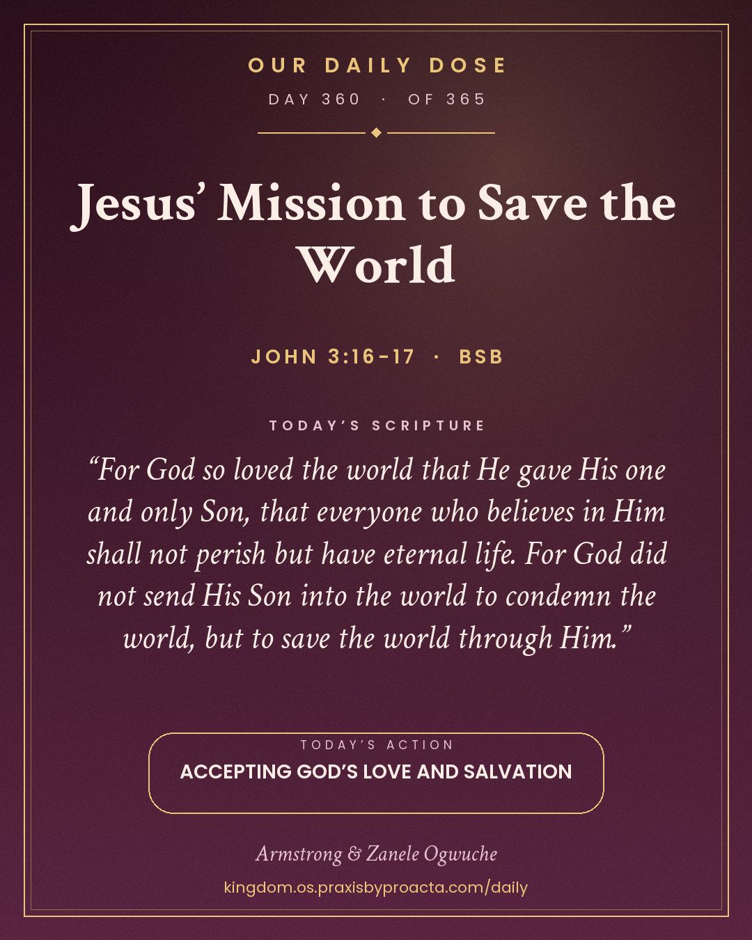 Jesus’ Mission to Save the World, John 3:16-17